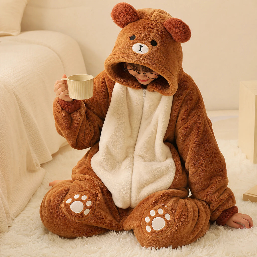 Animal Onesie Pajamas with Bear Design and Fleece Sherpa - Utilisation du produit