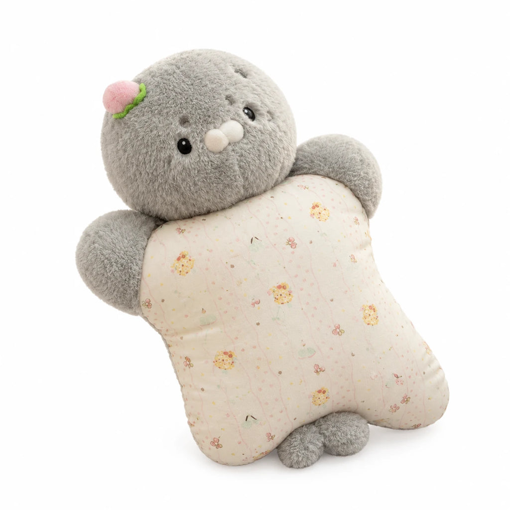 Animal Pillow Plush with Soft Belly Design - Grey Seal