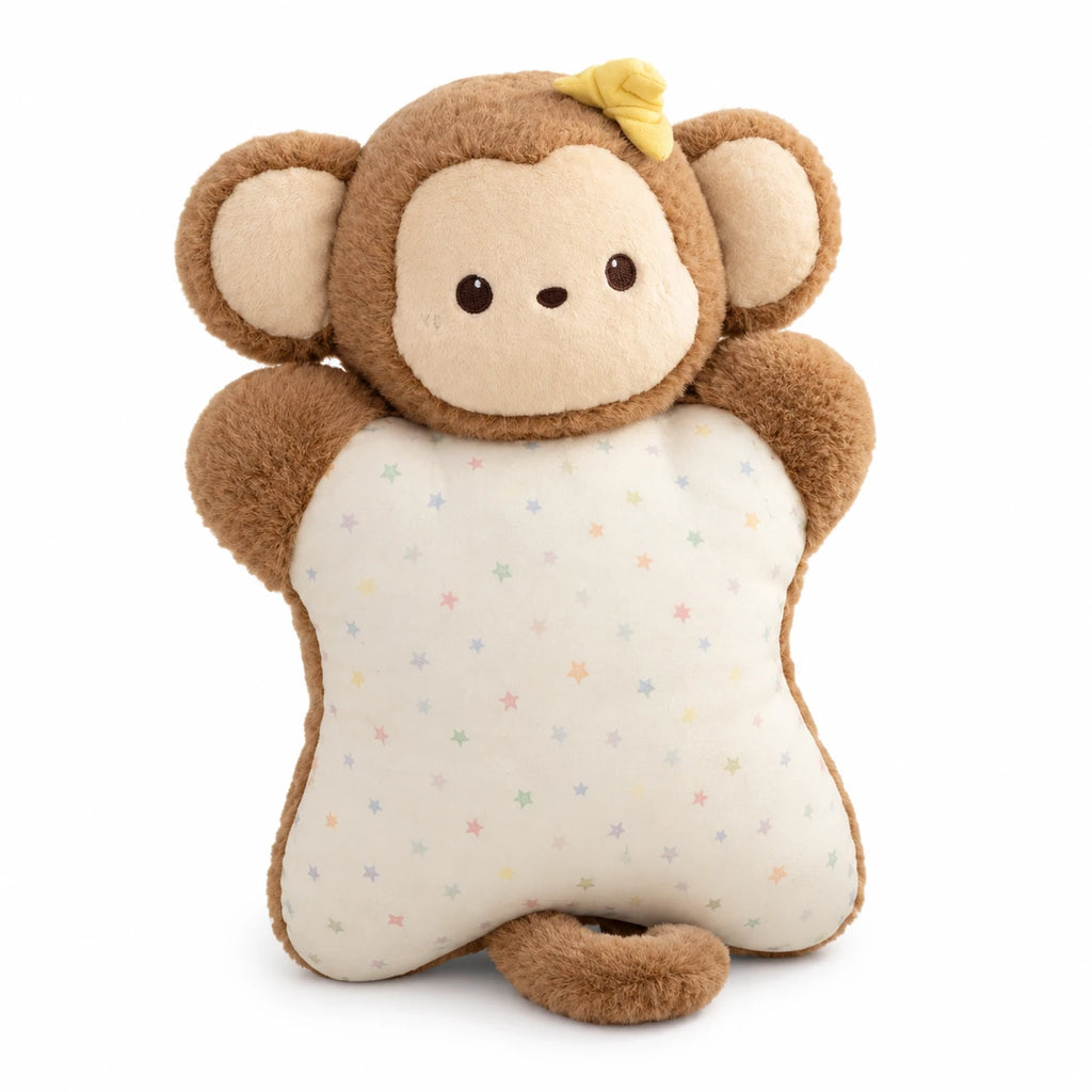 Animal Pillow Plush with Soft Belly Design - Monkey