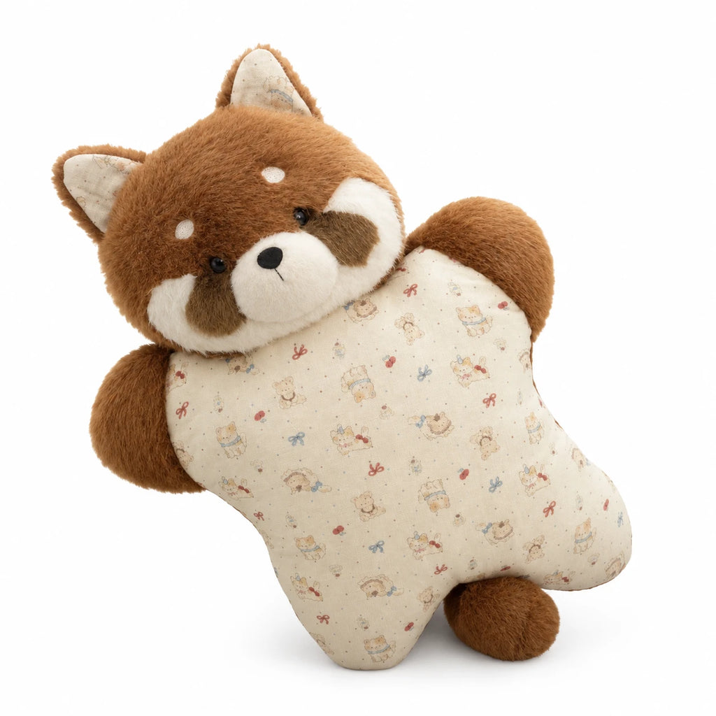 Animal Pillow Plush with Soft Belly Design - Raccoon