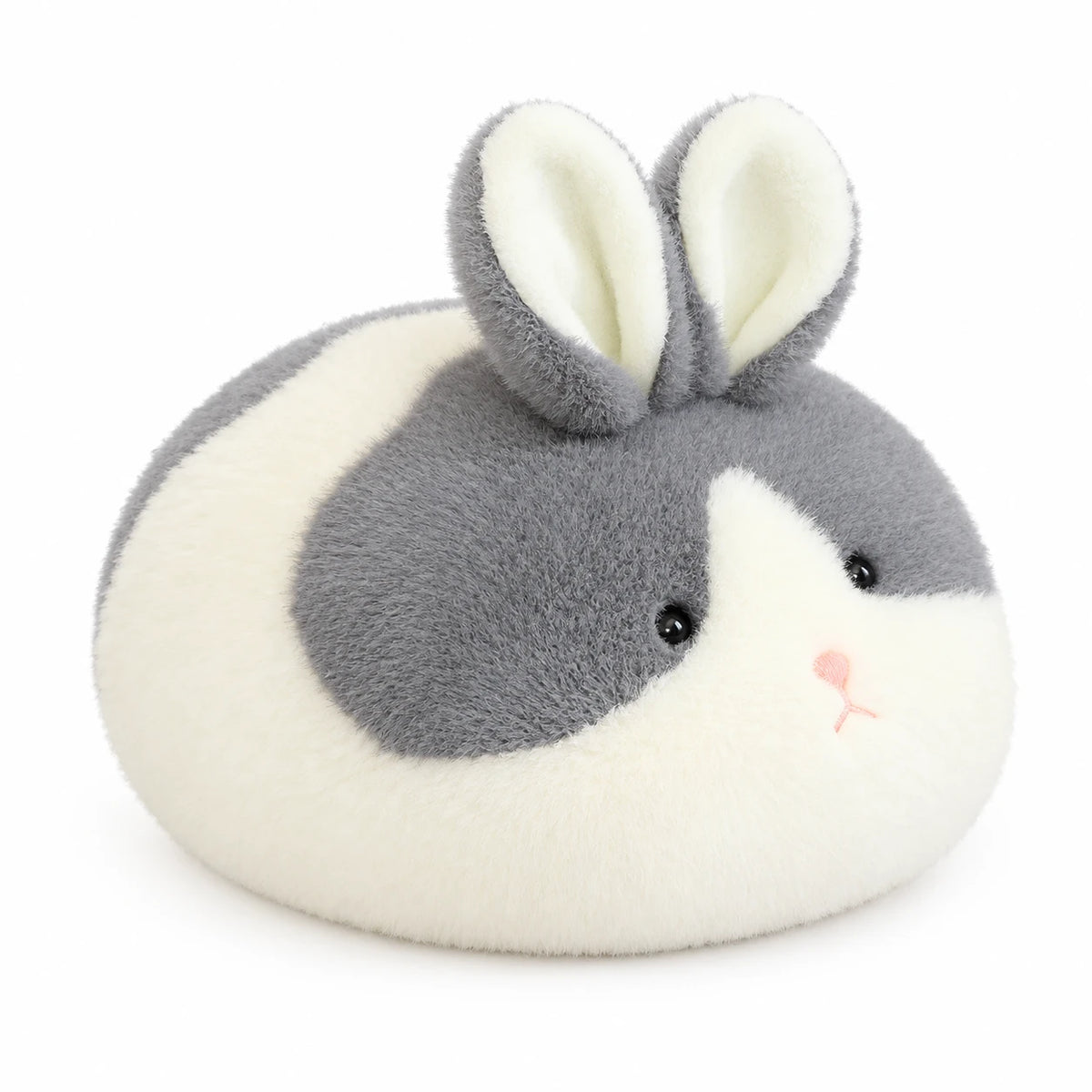 Animal Plush Pillow – Round Mochi-Style Stuffed Toy - Bunny (Grey) / 15in / 40cm … (2 tailles)