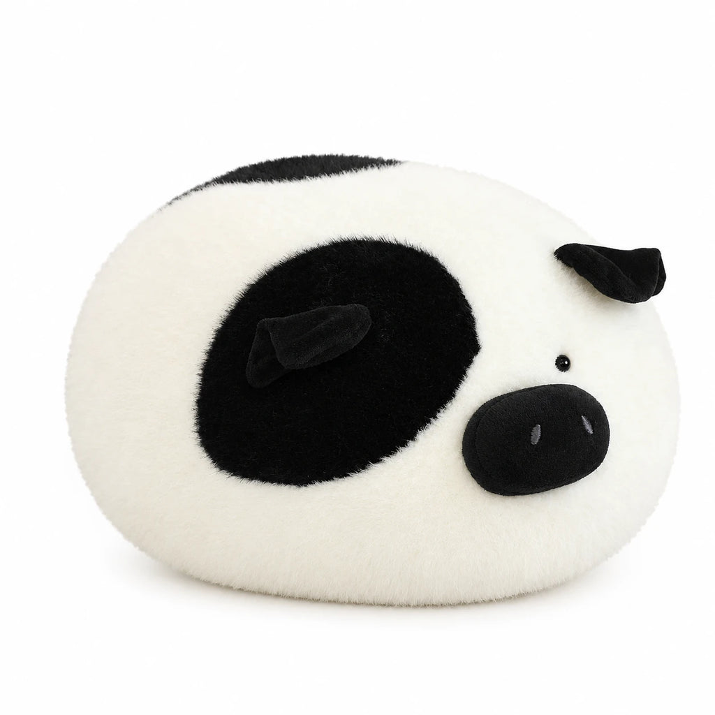 Animal Plush Pillow – Round Mochi-Style Stuffed Toy - Pig (Black) / 15in / 40cm … (2 tailles)