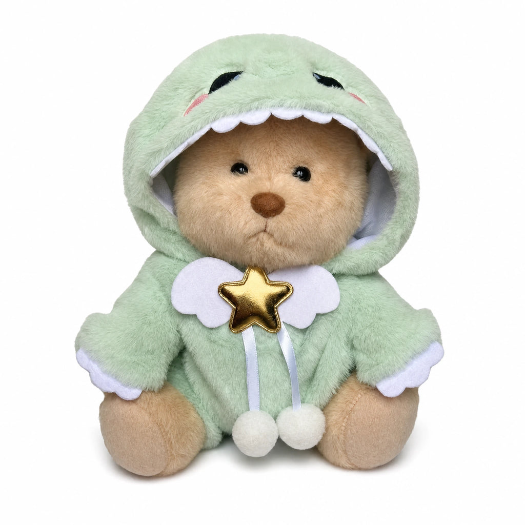 Articulated Teddy Bear with Dinosaur Costume - Fond blanc