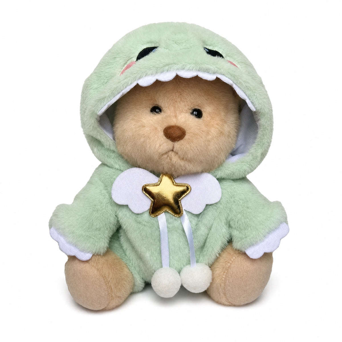 Articulated Teddy Bear with Dinosaur Costume - Fond blanc