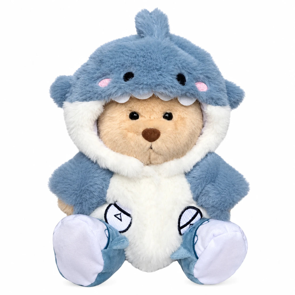 Articulated Teddy Bear with Removable Shark Costume - Blue / Brown Bear