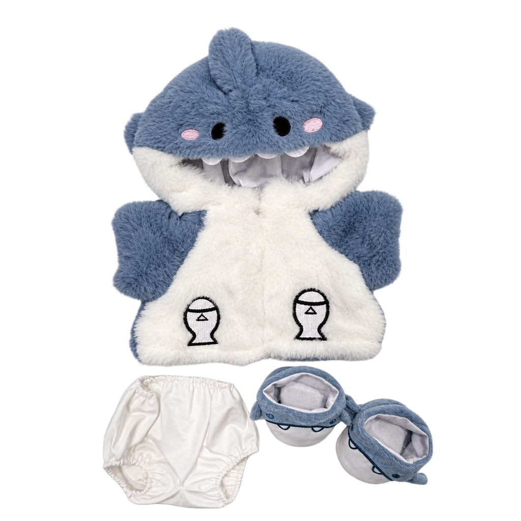 Articulated Teddy Bear with Removable Shark Costume - Blue / Costume Only