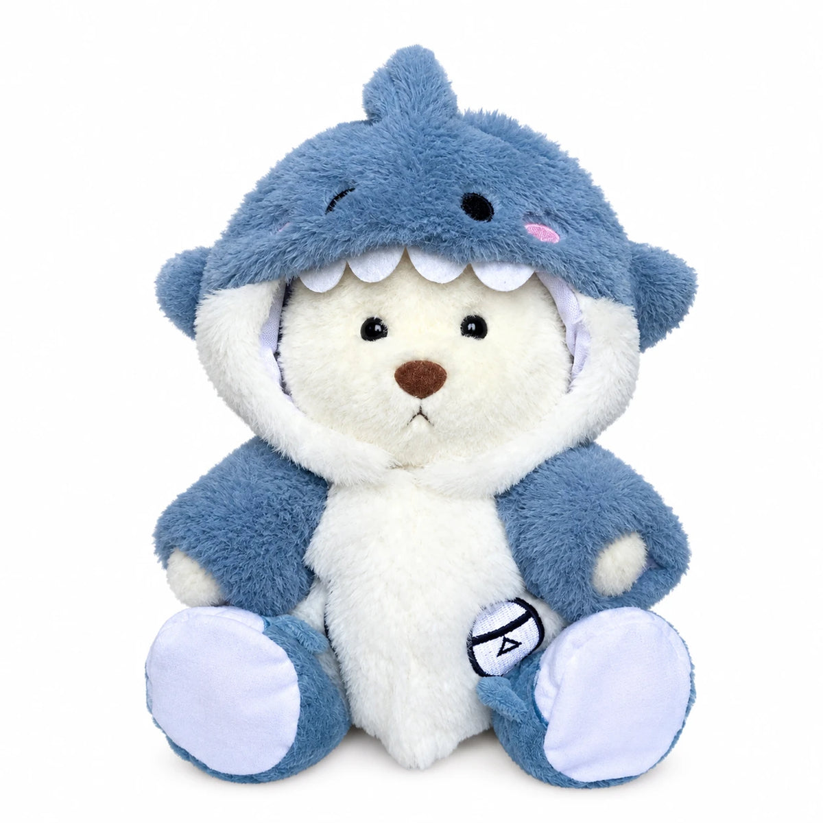 Articulated Teddy Bear with Removable Shark Costume - Blue / White Bear