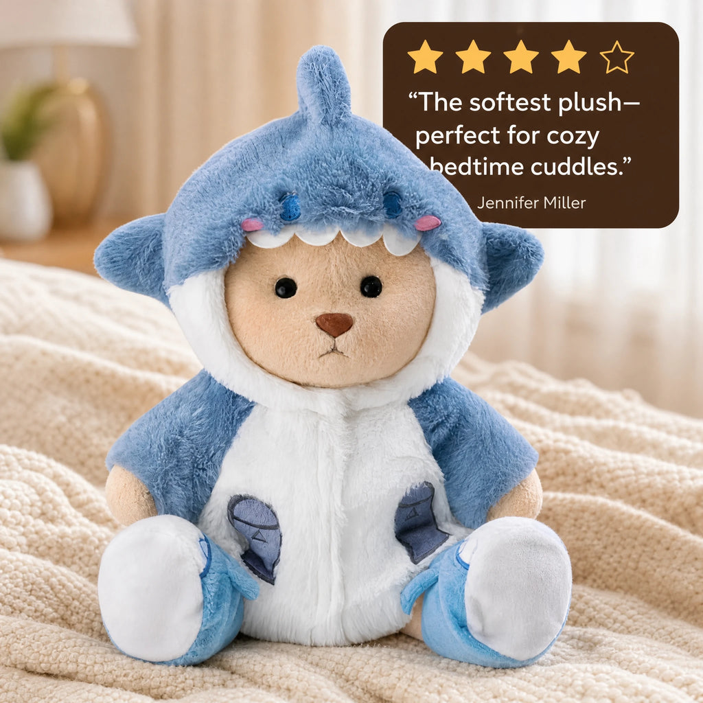 Articulated Teddy Bear with Removable Shark Costume - Image témoignage