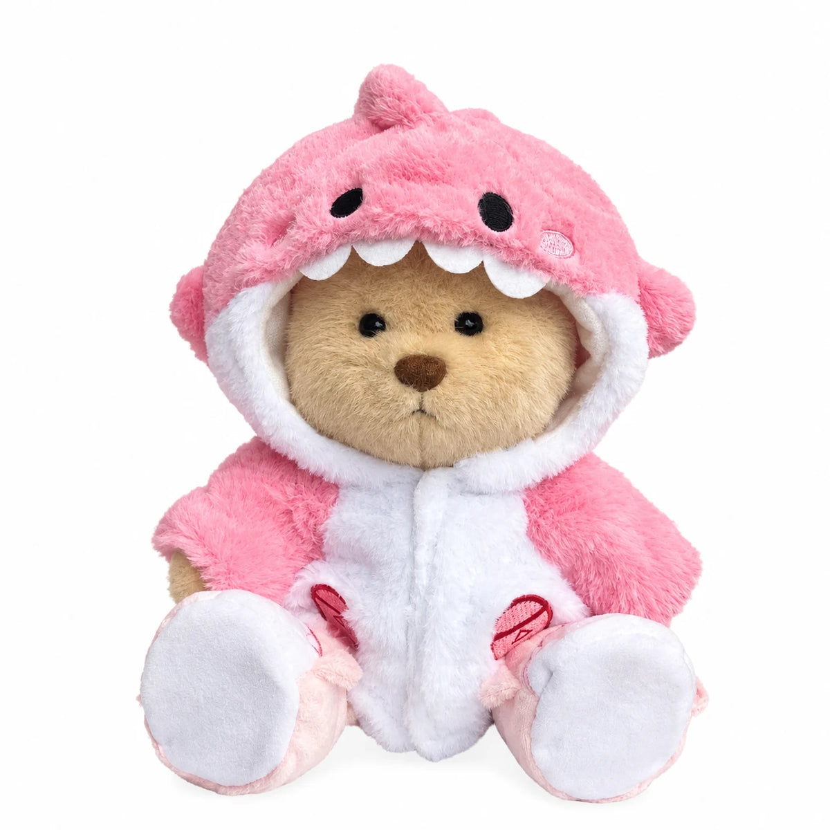 Articulated Teddy Bear with Removable Shark Costume - Pink / Brown Bear