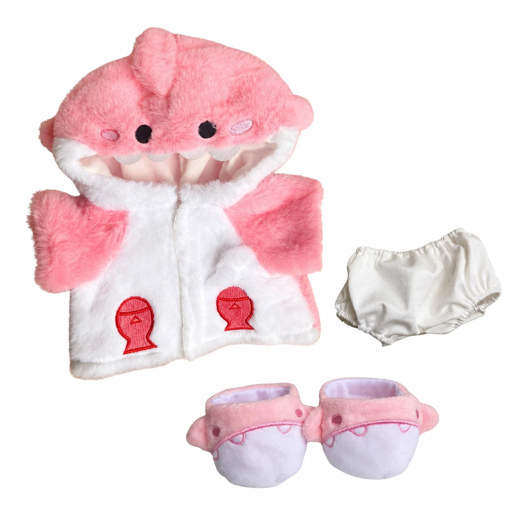 Articulated Teddy Bear with Removable Shark Costume - Pink / Costume Only
