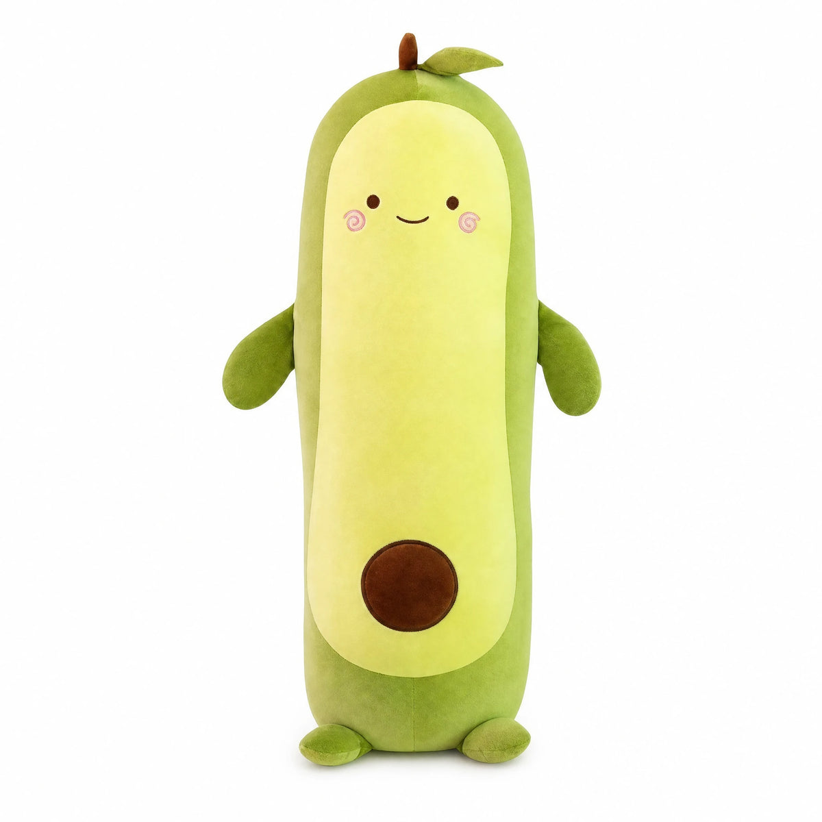 Avocado Body Pillow with Smiling Face and Soft Cotton - Fond blanc