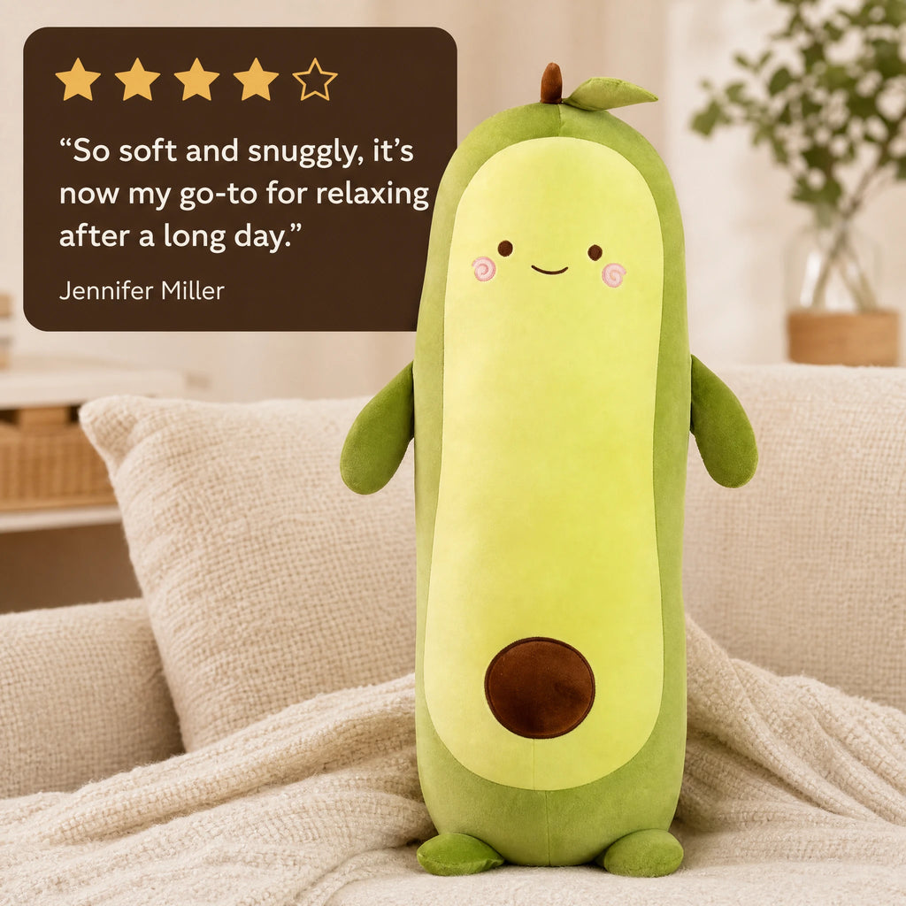 Avocado Body Pillow with Smiling Face and Soft Cotton - Image témoignage