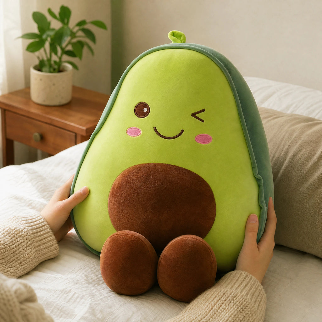 Avocado Plush Toy with Embroidered Smiling Face - Utilisation du produit