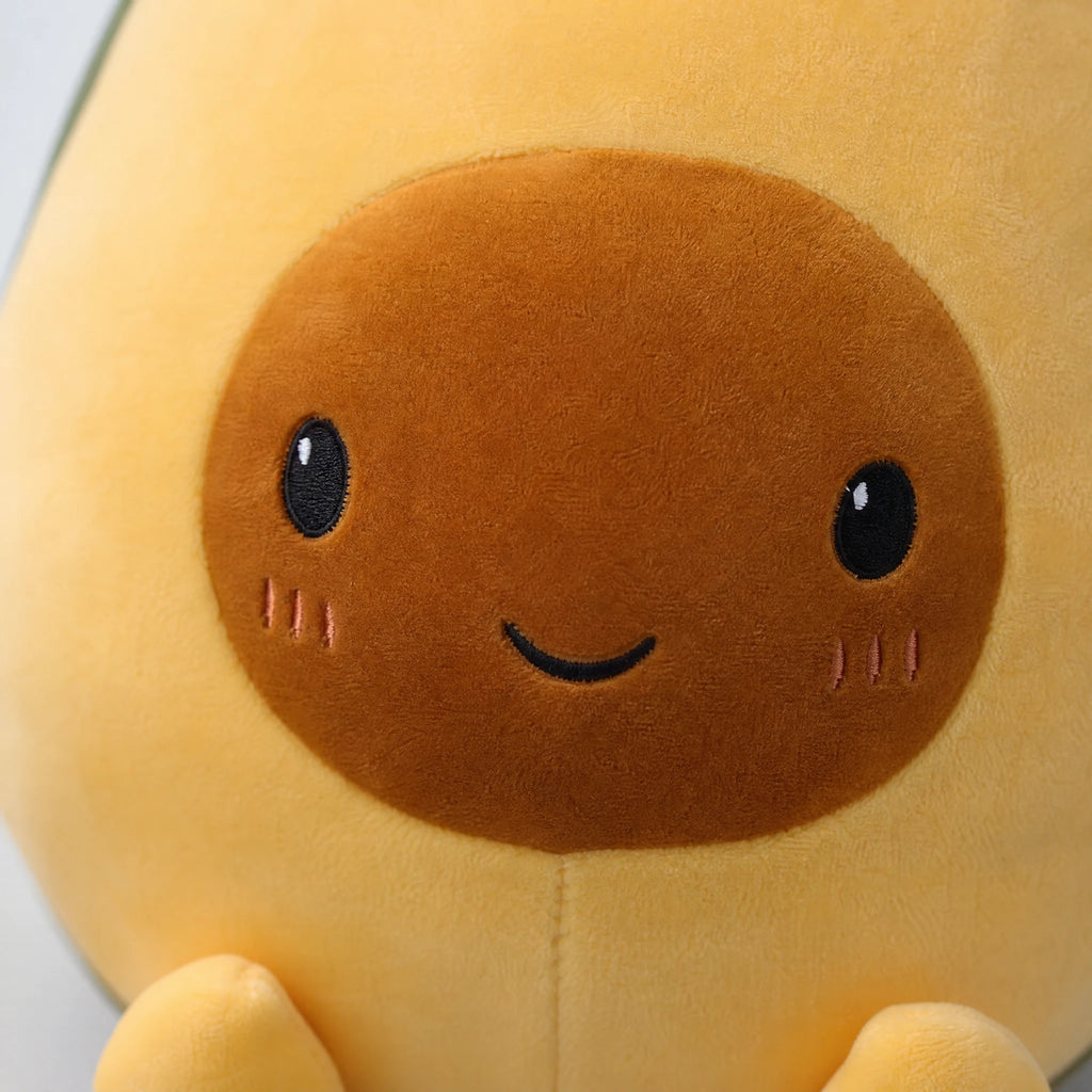 Avocado Plush Toy with Smiling Face and Green Stem - Détail matière
