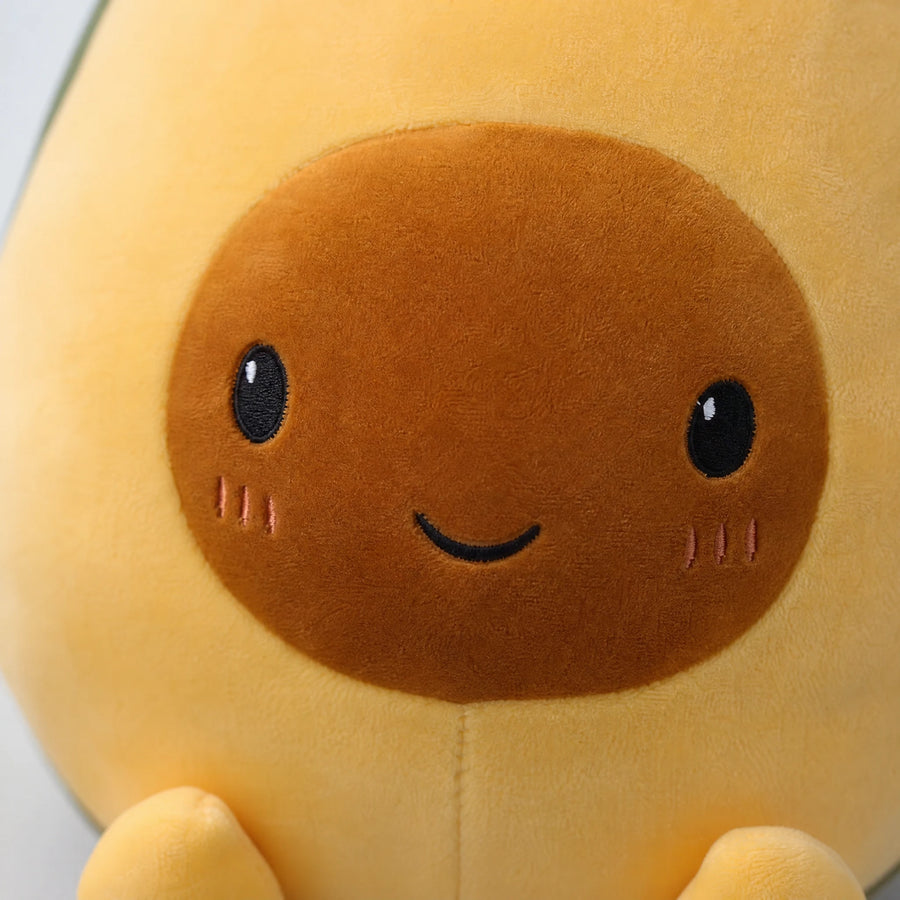 Avocado Plush Toy with Smiling Face and Green Stem - Détail matière