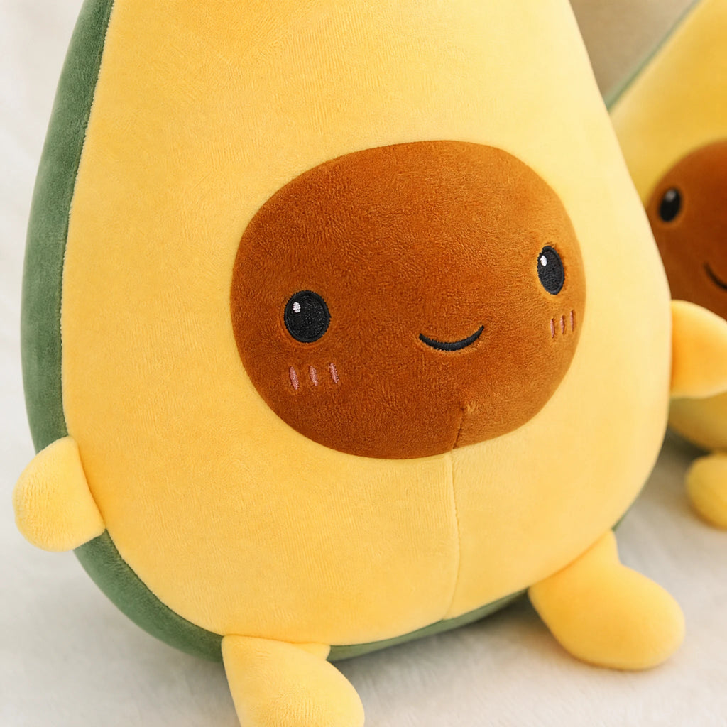 Avocado Plush Toy with Smiling Face and Soft Fabric - Détail matière