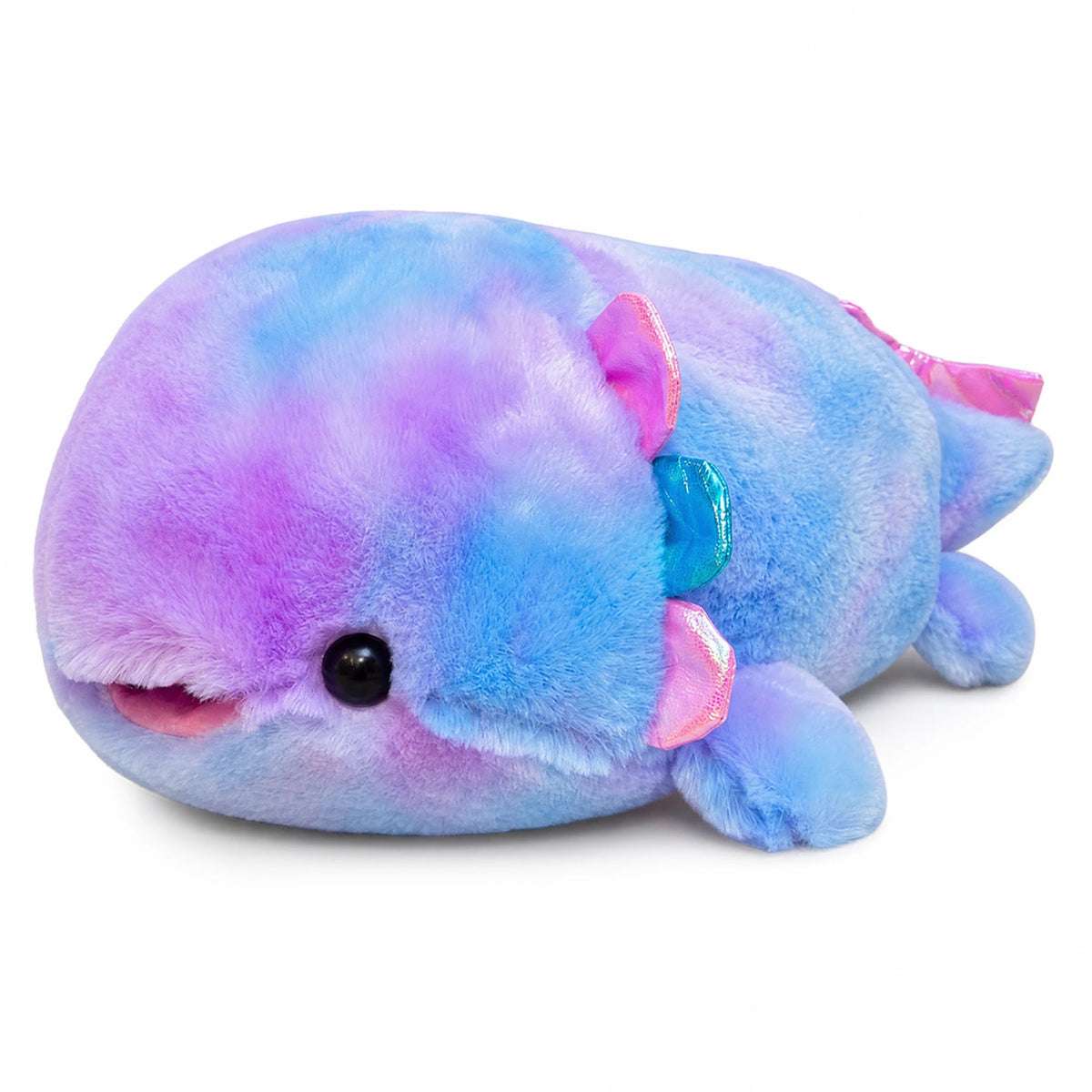Axolotl Plush - Galaxy Colors with Sparkle Fins - Fond blanc