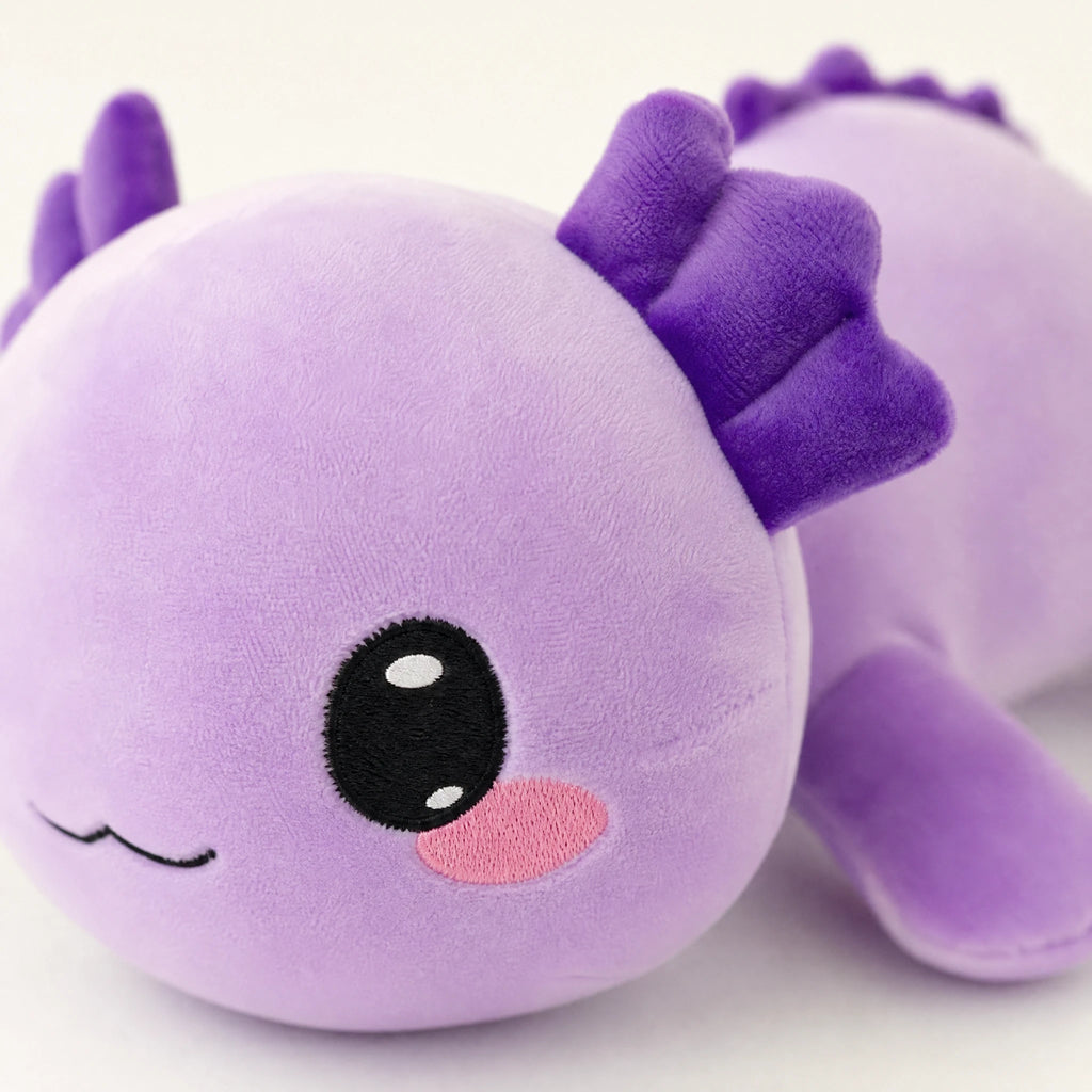 Axolotl Plush Lying Down with Bow and Smile - Détail matière