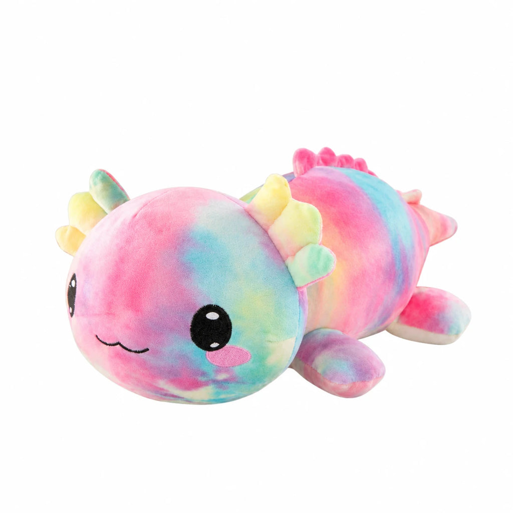 Axolotl Plush Lying Down with Bow and Smile - Multicolor