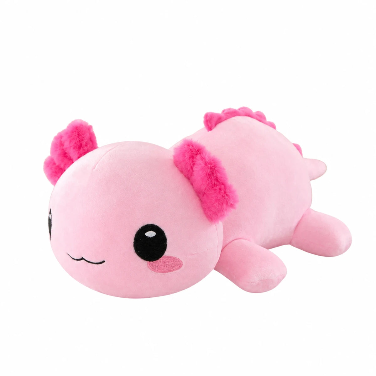 Axolotl Plush Lying Down with Bow and Smile - Pink