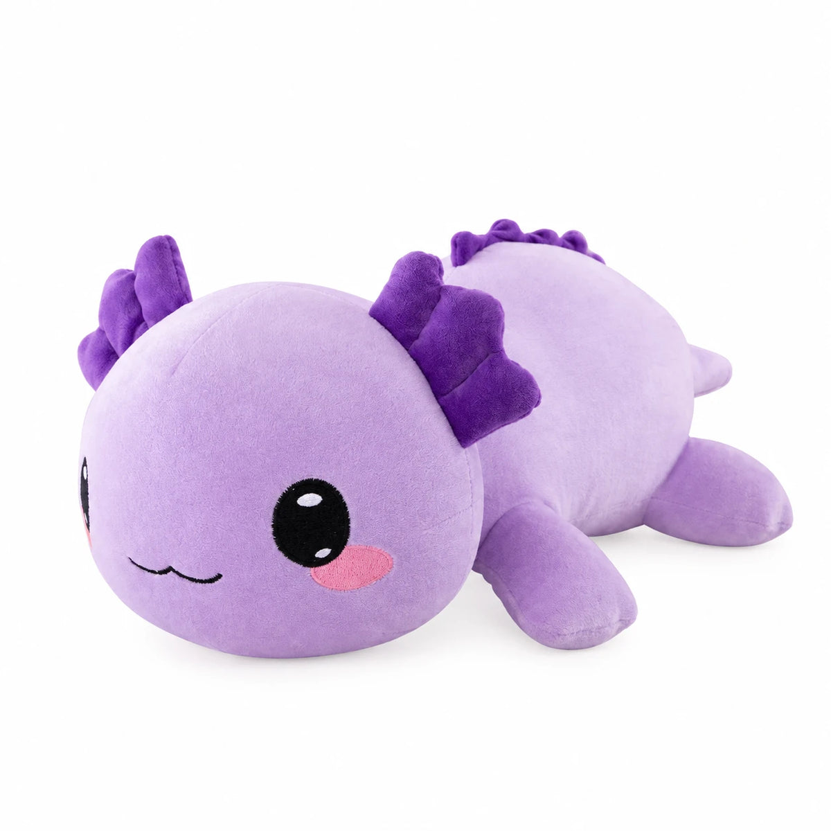 Axolotl Plush Lying Down with Bow and Smile - Purple