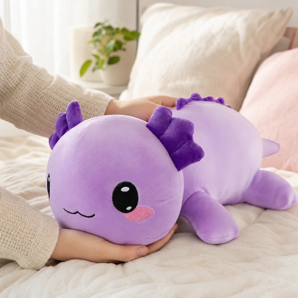 Axolotl Plush Lying Down with Bow and Smile - Utilisation du produit