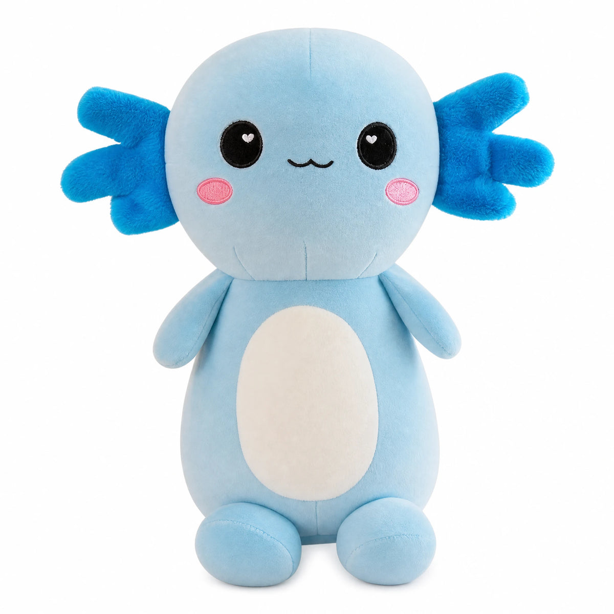 Axolotl Plush with Embroidered Face and Soft Cotton Fill - Fond blanc