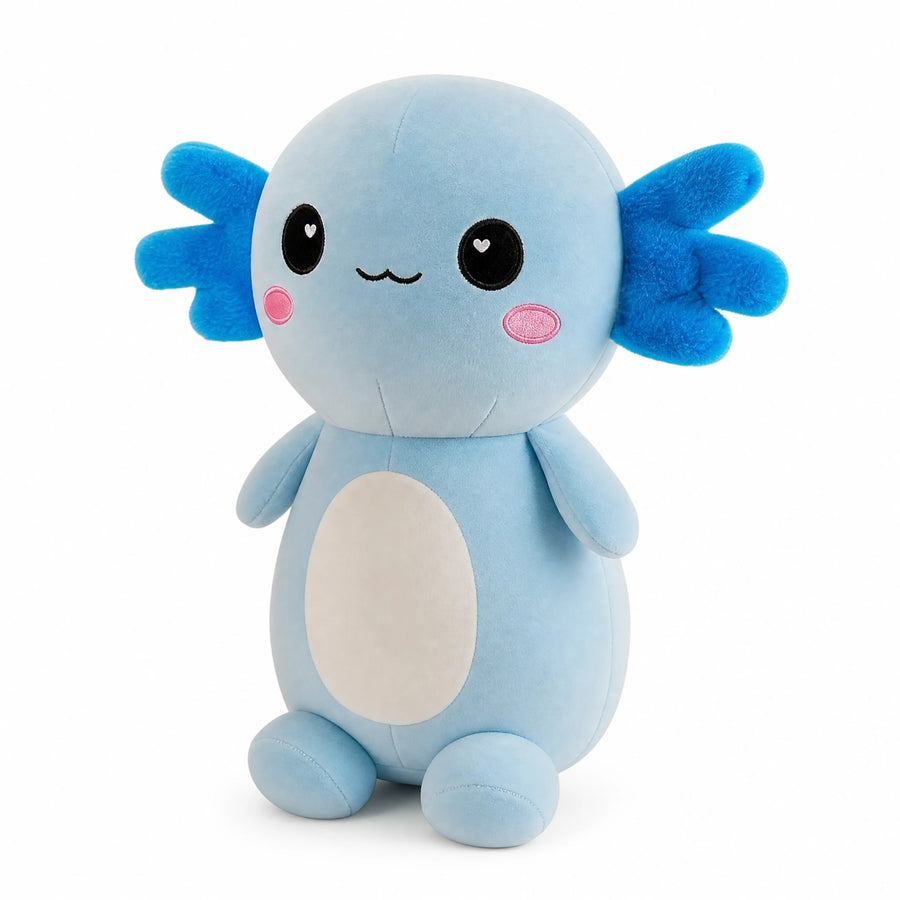 Axolotl Plush with Embroidered Face and Soft Cotton Fill - Fond blanc, autre angle