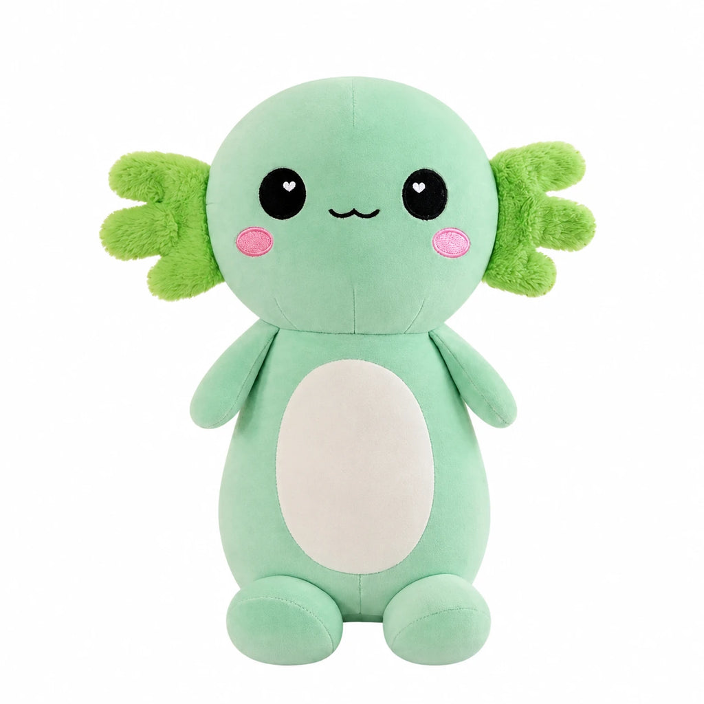 Axolotl Plush with Embroidered Face and Soft Cotton Fill - Green / 10in / 25cm … (4 tailles)
