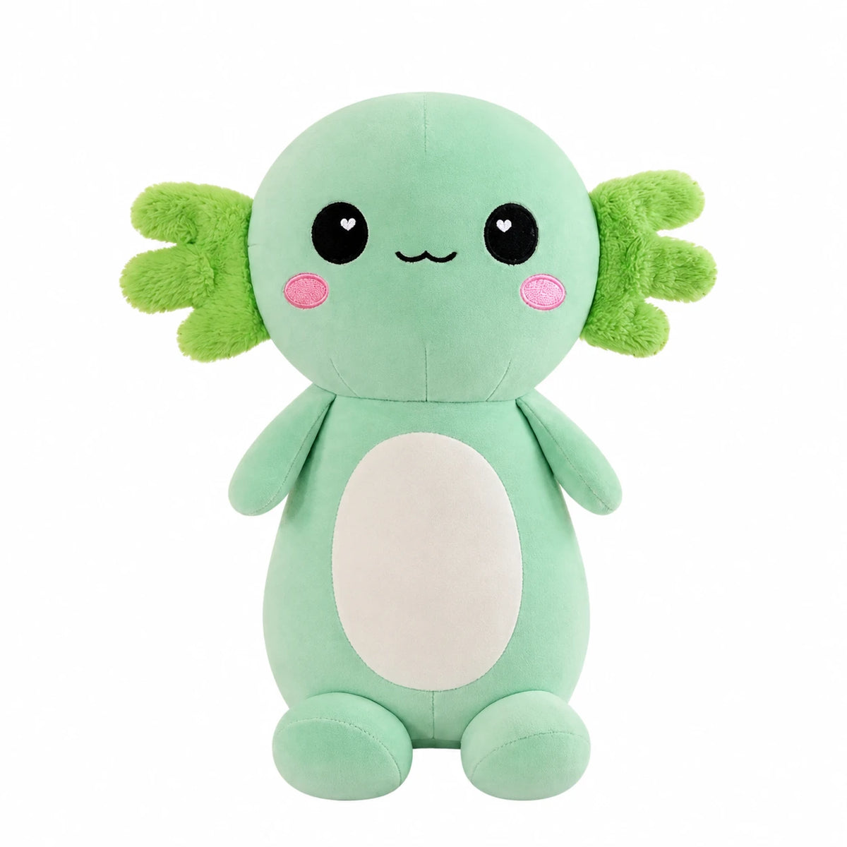 Axolotl Plush with Embroidered Face and Soft Cotton Fill - Green / 10in / 25cm … (4 tailles)