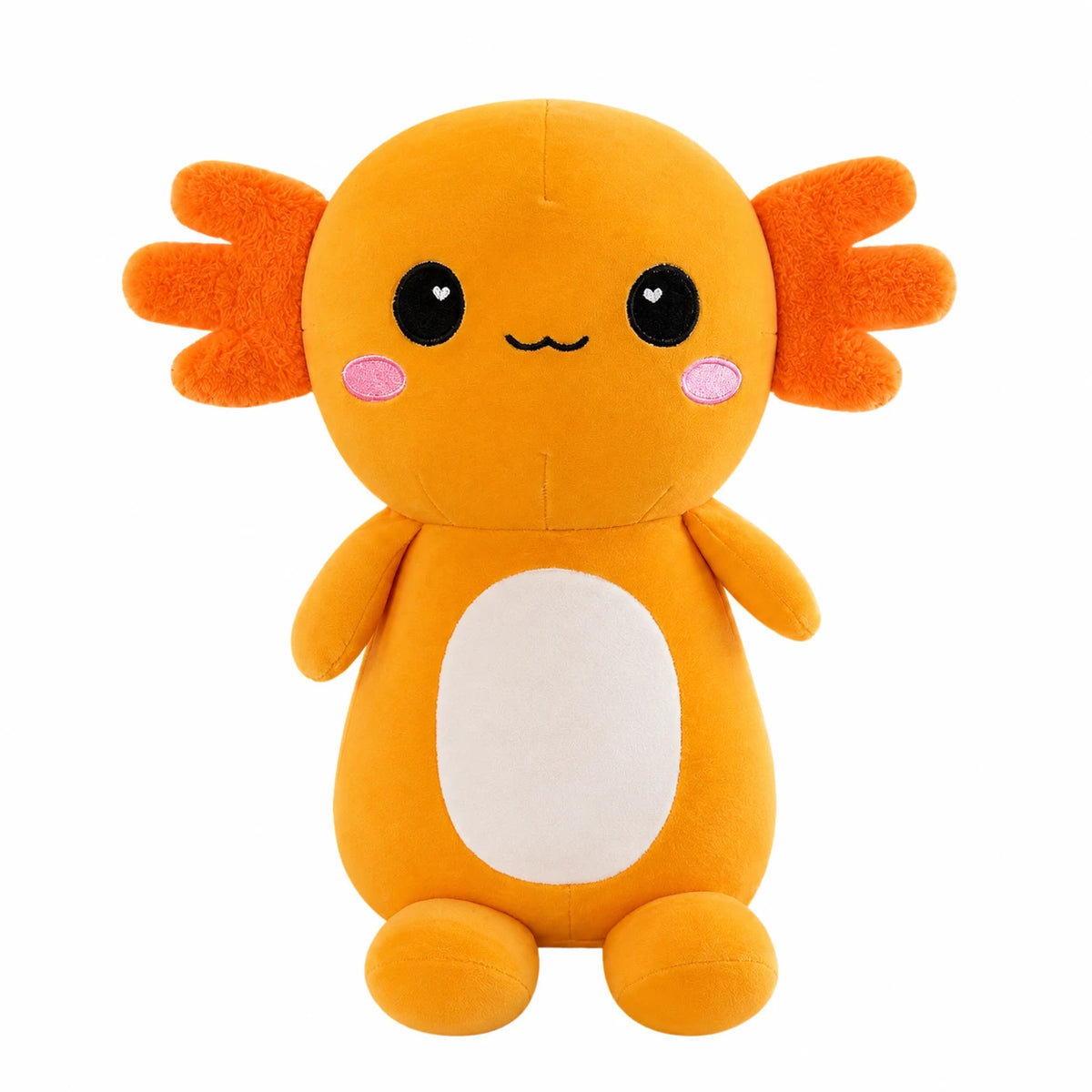 Axolotl Plush with Embroidered Face and Soft Cotton Fill - Orange / 10in / 25cm … (4 tailles)