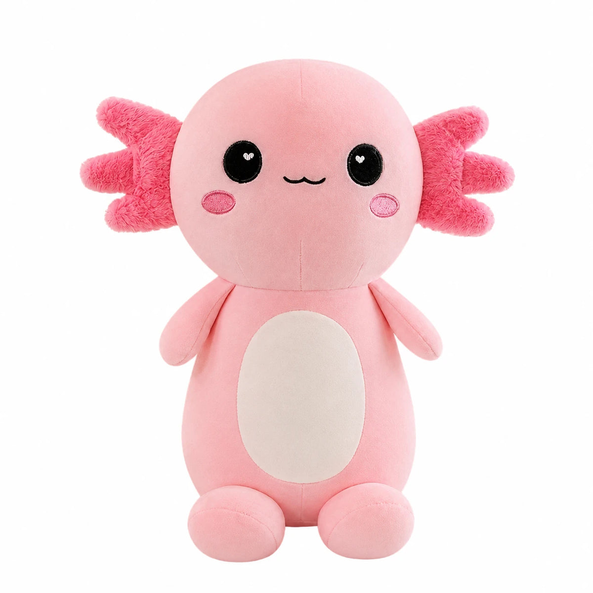 Axolotl Plush with Embroidered Face and Soft Cotton Fill - Pink / 10in / 25cm … (4 tailles)
