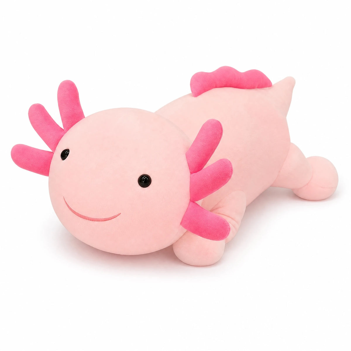 Axolotl Plush with Embroidered Smile in Four Colors - Fond blanc