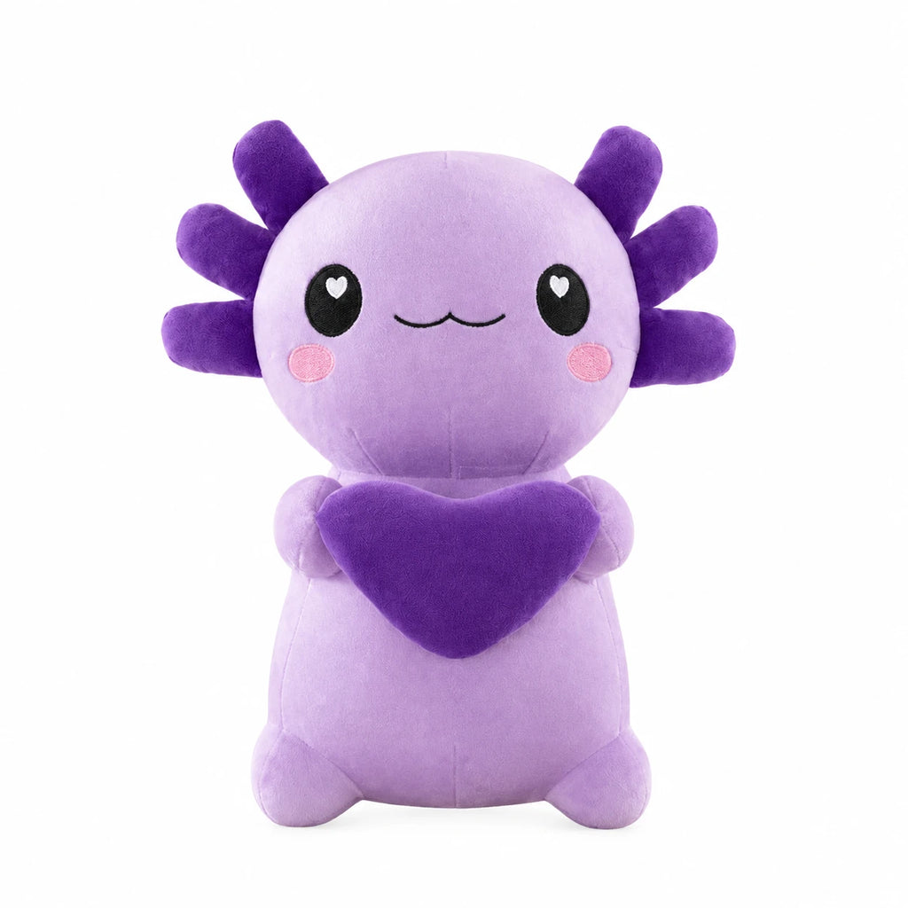 Axolotl Plush with Heart – Kawaii Design in Pink - Purple / 12in / 30cm … (3 tailles)