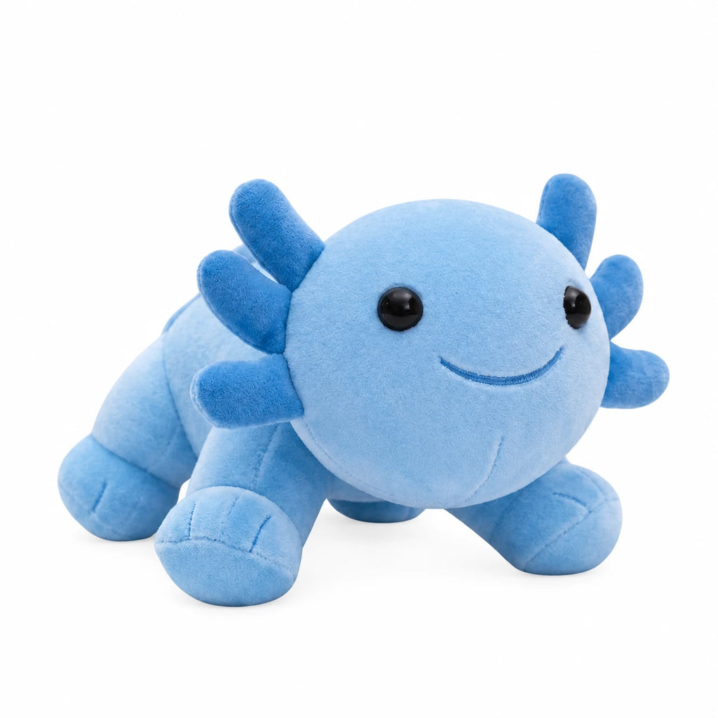 Axolotl Plush with Soft Textured Body and Smile - Blue