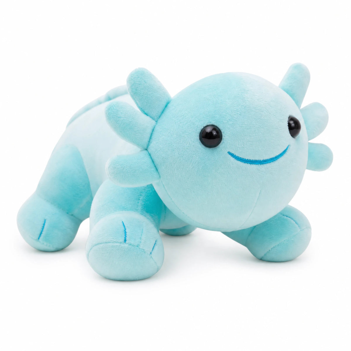 Axolotl Plush with Soft Textured Body and Smile - Fond blanc