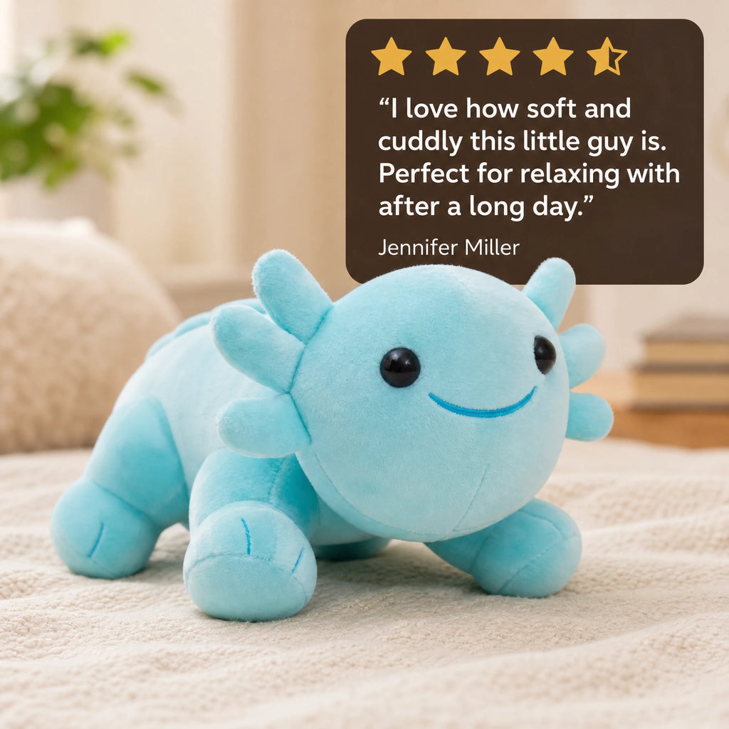 Axolotl Plush with Soft Textured Body and Smile - Image témoignage