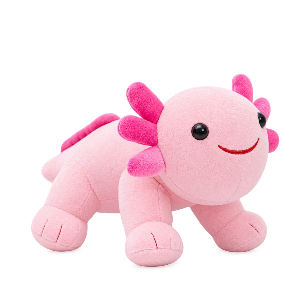 Axolotl Plush with Soft Textured Body and Smile - Pink