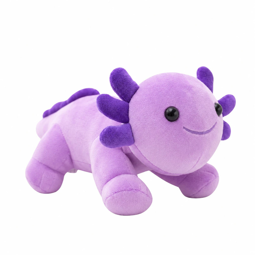 Axolotl Plush with Soft Textured Body and Smile - Purple