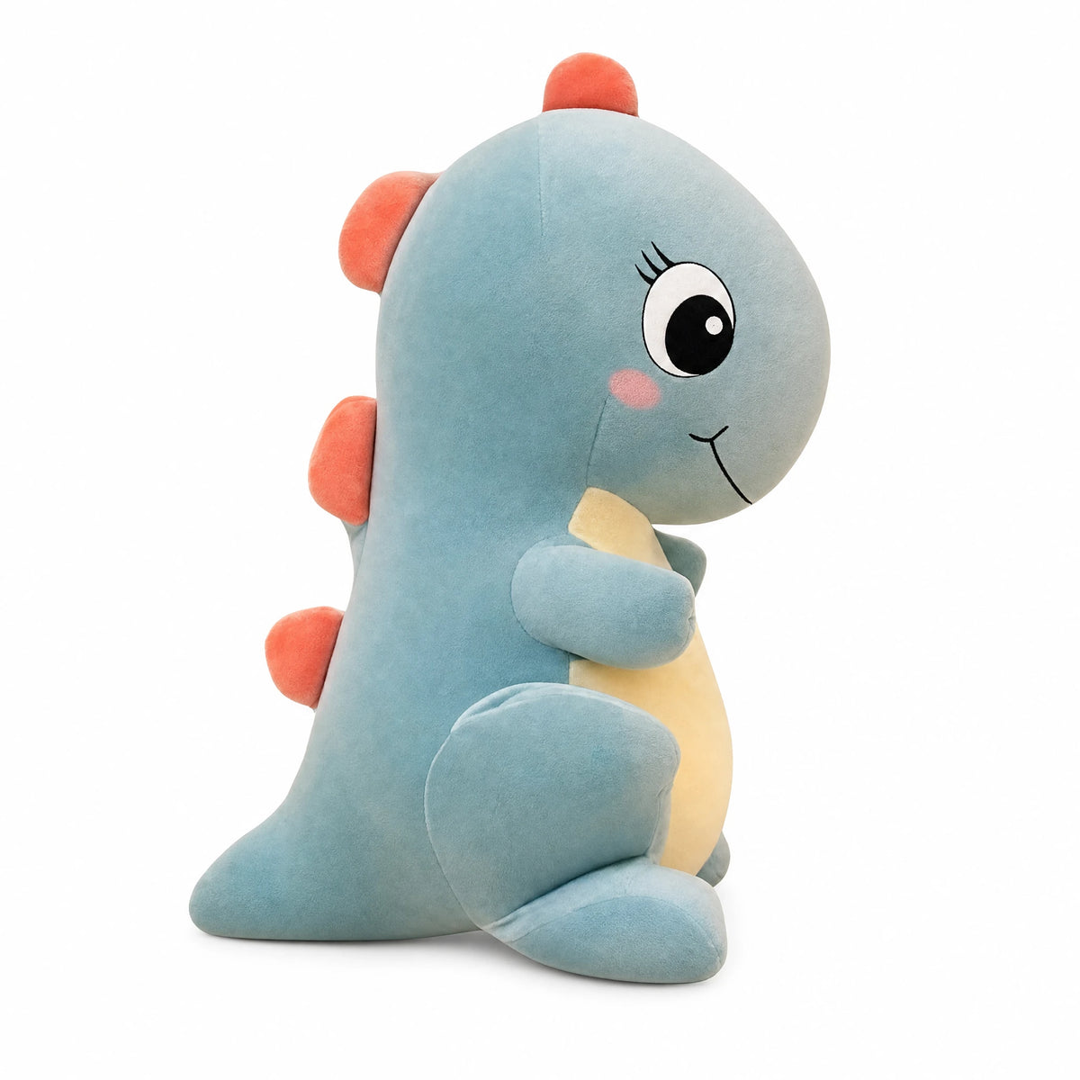 Baby Dinosaur Plush with Spikes in Blue Cotton - Fond blanc