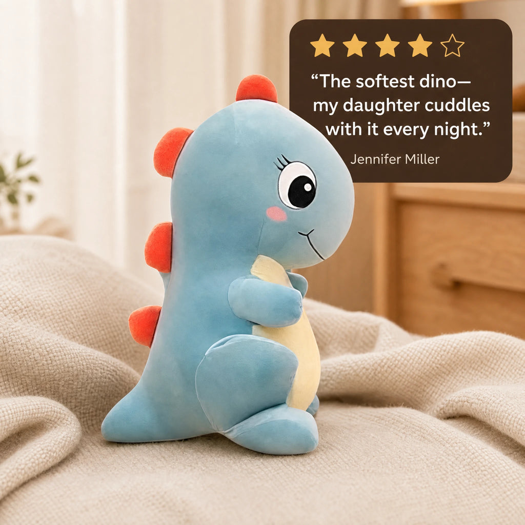 Baby Dinosaur Plush with Spikes in Blue Cotton - Image témoignage