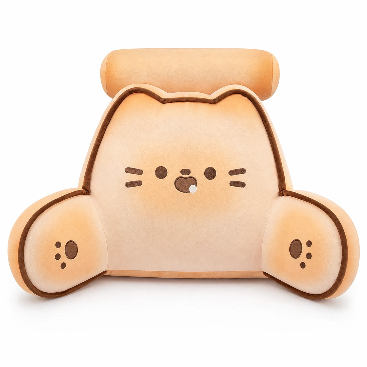 Backrest Pillow with Cat Design and Armrests - Fond blanc