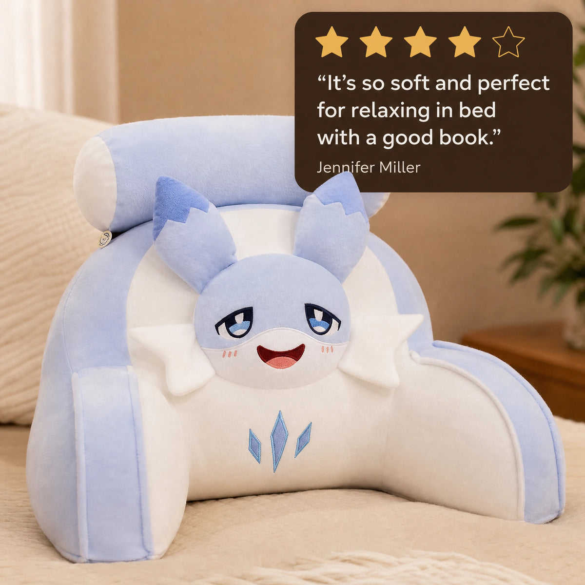 Backrest Pillow with Cute Dragon Character Design - Image témoignage