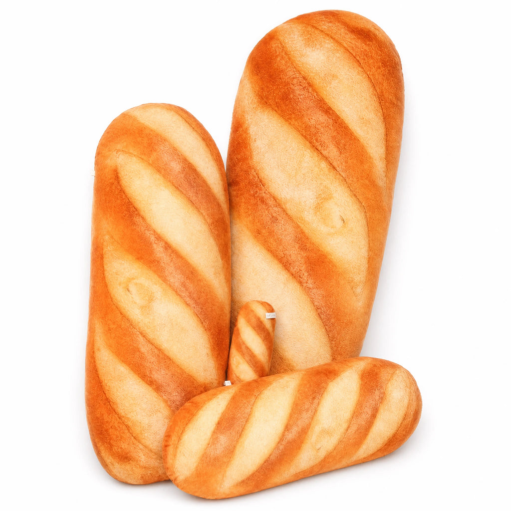 Baguette Plush Pillow in French Bread Shape - Fond blanc