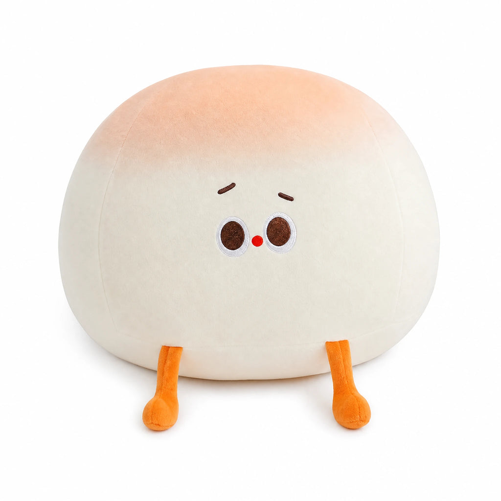 Bao Bun Plush with Embroidered Face and Orange Legs - Fond blanc