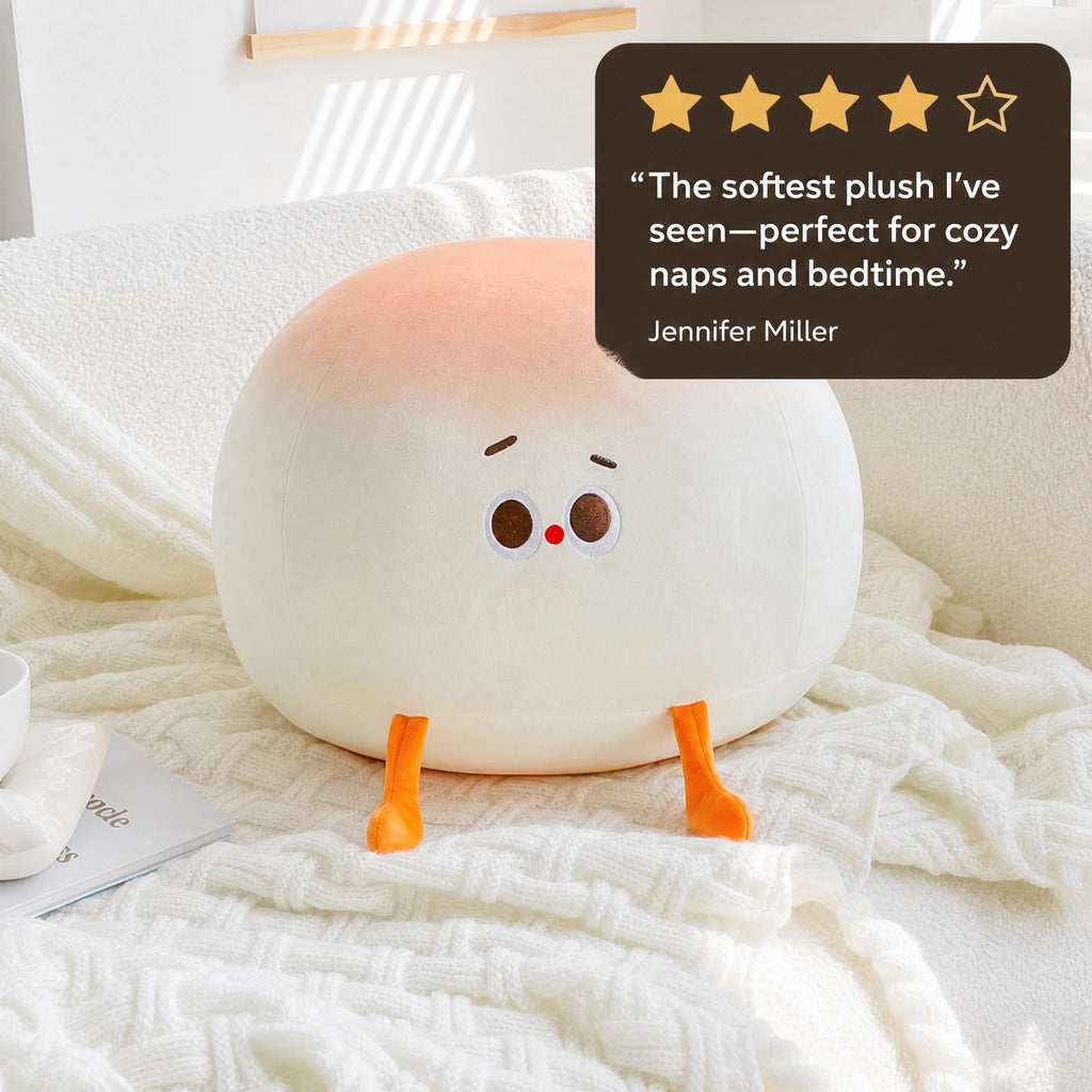 Bao Bun Plush with Embroidered Face and Orange Legs - Image témoignage