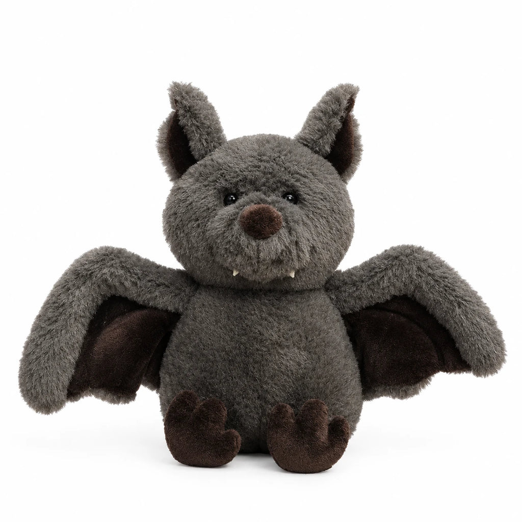 Bat Plush with Opening Wings and Velcro - Dark Gray