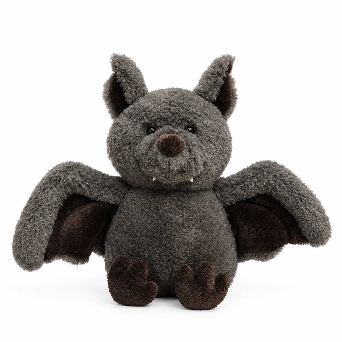 Bat Plush with Opening Wings and Velcro - Dark Gray