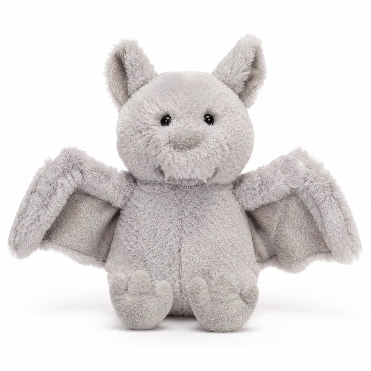 Bat Plush with Opening Wings and Velcro - Light Gray
