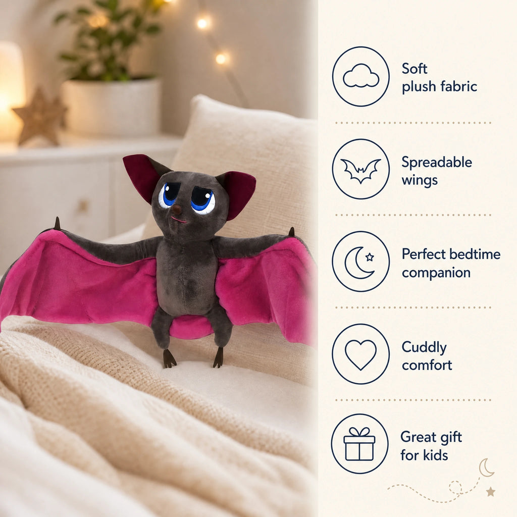 Bat Plush with Wide Fabric Wings and Embroidered Eyes - Bénéfices produit